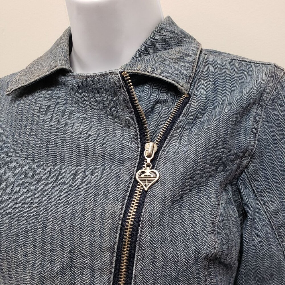 Pelle Pelle Womens Zip Denim Moto  Jacket Size Medium - Picture 3 of 11